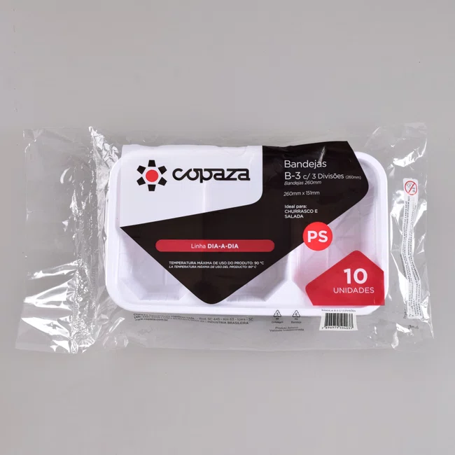 Bandeja com 3 Divisões 3,50x15,00x26,00 - C/10 Unidades