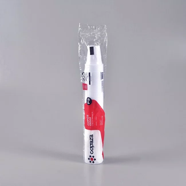 Caixa Copo Copaza Descartável Branco Estriado 150 ml 2.500 Unidades