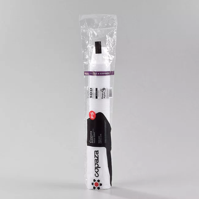 Caixa Copo Copaza Descartável Branco Estriado 50 ml 5.000 Unidades