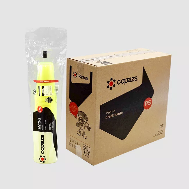 Caixa Copo Copaza Descartável Neon Amarelo 770 ml 500 Unidades