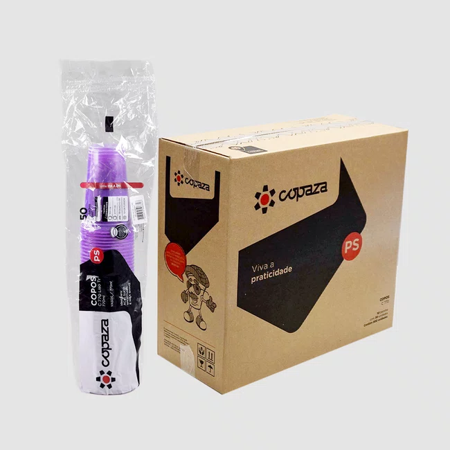 Caixa Copo Copaza Descartável Neon Lilás 770 ml 500 Unidades
