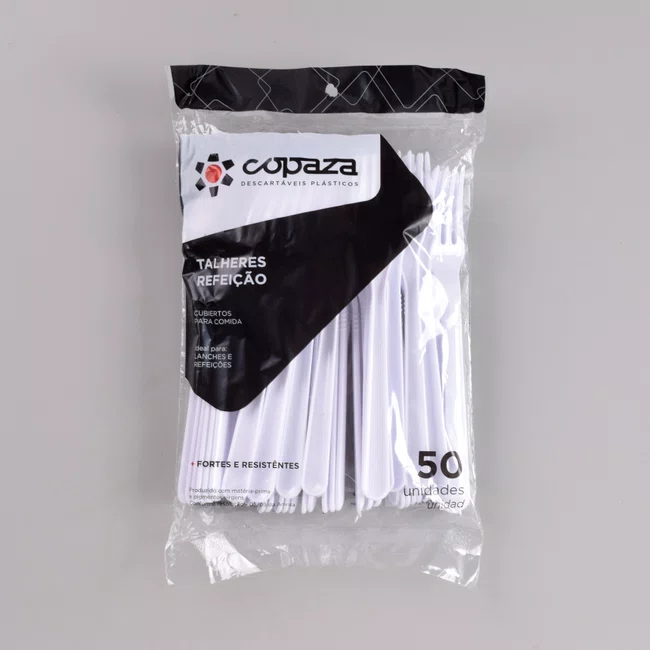 Garfo Refeição Branco 17,70 cm - C/50 Unidades