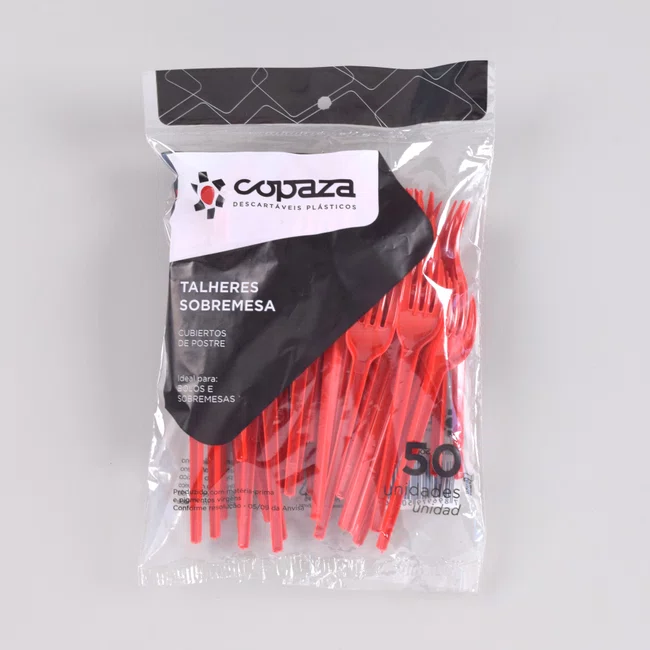 Garfo Sobremesa Vermelho 12,00 cm - C/50 Unidades