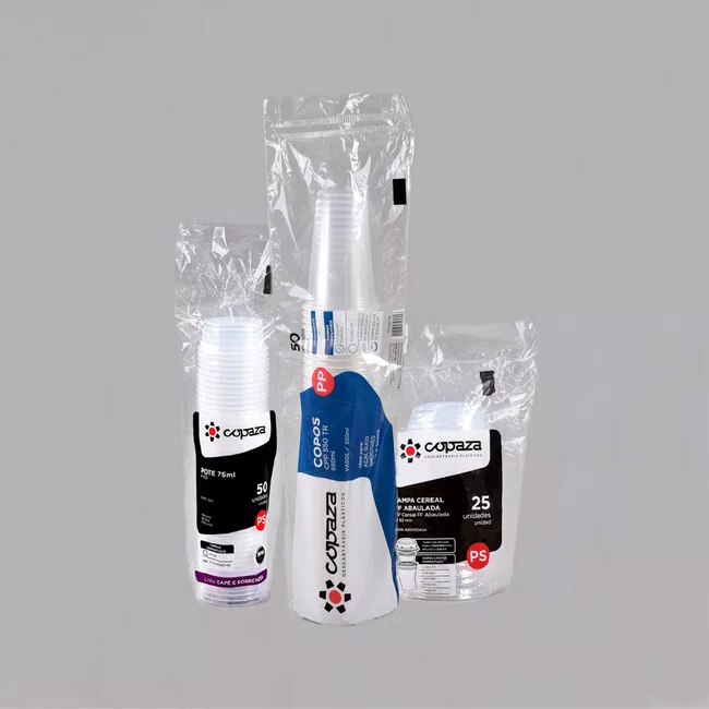 Kit Copaza Descartável Salada - Copo 550 ml, Pote 75 ml e Tampa Abaulada - C/50 Unidades