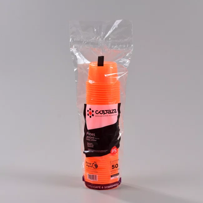 Pote Laranja Redondo 200 ml - C/50 Unidades
