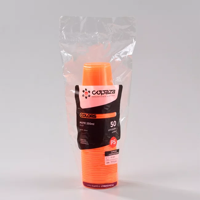 Pote Laranja Redondo 250 ml - C/50 Unidades