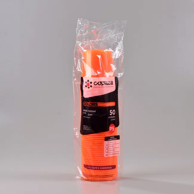 Pote Laranja Redondo 500 ml - C/50 Unidades