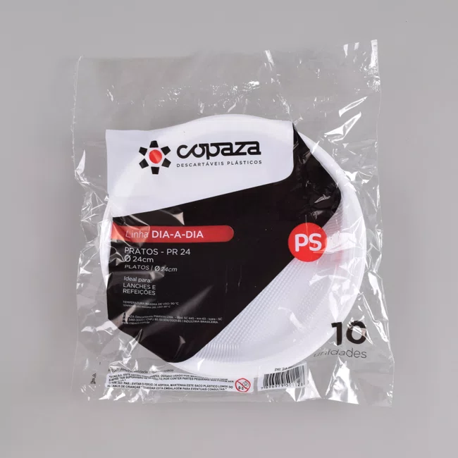 Prato Branco 24 cm - C/10 Unidades