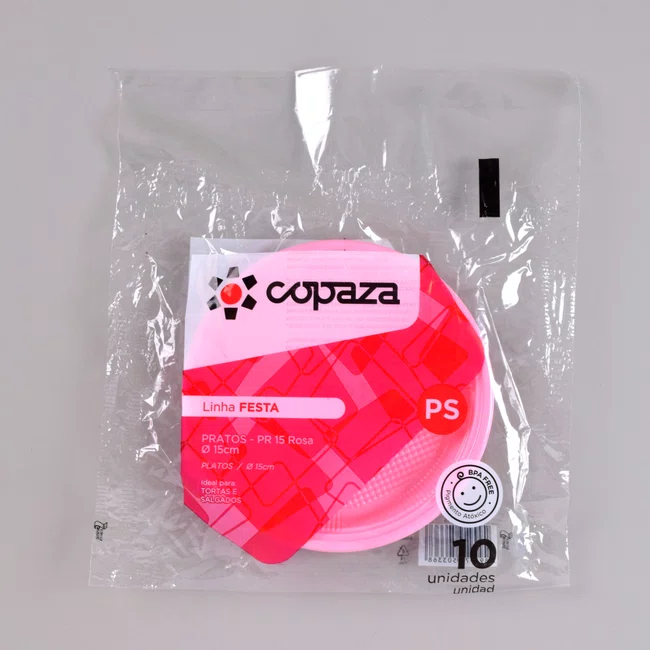 Prato Rosa 15 cm - C/10 Unidades