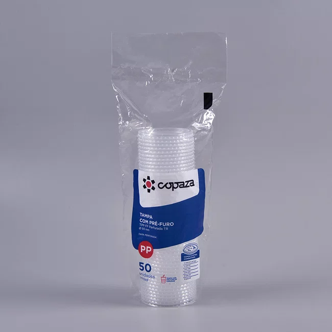 Tampa Copaza Descartável Transparente FF Perfurada 50 Unidades