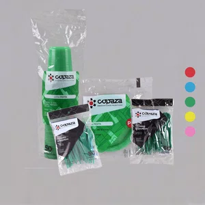 Kit Copaza Descartável Festinha Verde –  Copo, Prato, Colher e Garfo 50 Unidades